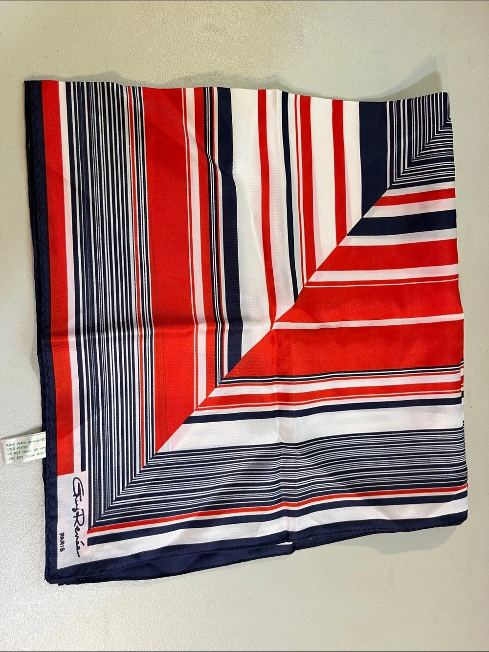 Red, White & Navy Striped Square Scarf